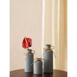 PUREZENTO 3-Pcs Grey & Brown Ceramic Bottle Vases-picture-25