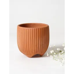 PUREZENTO Brown Striped Terracotta UV Stable Planter image 4