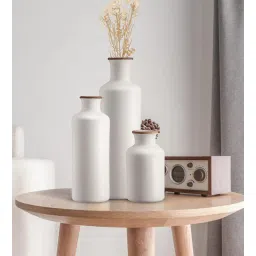 purezento White Ceramic Vintage Vases (3 Pc)-picture-13