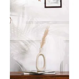 PUREZENTO White Kieko Geometrical Oval Shape Ceramic showpiece  Vase-picture-35