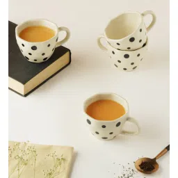 purezento Woodland 210ml White & Black Ceramic (Set of 4) Tea Cup-picture-13