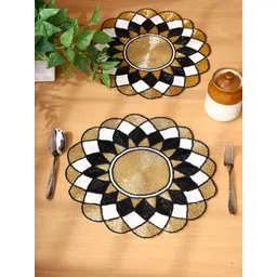 PURINA'S 2 Pcs Cream Colored & Black Beaded Table Placemats-picture-21