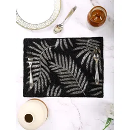 PURINA'S Black & Silver Toned 2 Pieces Embellished Rectangle Table Placemats-picture-28