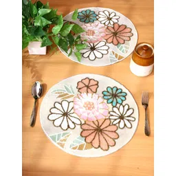 PURINA'S White & Peach 2 Pieces Beaded Table Placemats-picture-18