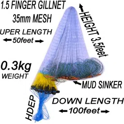 purkait fishnet 1.5 FINGER 35mm GILLNET MUD SINKER, HEIGHT 3.5F, UP LENGHT 50F, DOWN LENGHT 100F Fishing Net-picture-26