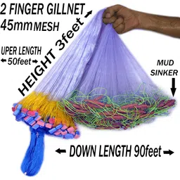 purkait fishnet 2 FINEGER GILLNET MUD SINKER, HEIGHT 3F, UP LENGHT 45F, DOWN LENGHT 90F. Fishing Net-picture-18