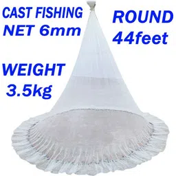 purkait fishnet CAST FISHING NET 6mm MESH,IRON SINKER, HEIGHT 10feet, ROUND 44feet, WEIGHT 3.5kg Fishing Net-picture-14