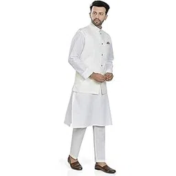 purnima textiles Men's Traditional Indian Sleeveless Waistcoat, White Ethnic Nehru Jacket for Kurta Pajama, Wedding (IN, Alpha, 2XL, Regular, White)-picture-45