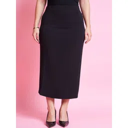 Purple Feather Plus Size Formal Straight Midi Skirt-picture-19