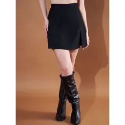 Purple Feather Ribbed Stretchable Skort-picture-31