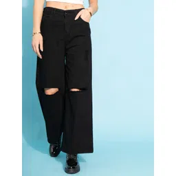 Purple Feather Women Skinny High Rise Clean Look Fringed Hemline Stretchable Denim Jeans-picture-32