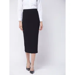 purple feather Women Solid Pencil Black Skirt-picture-23