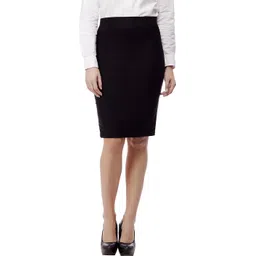 purple feather Women Solid Pencil Black Skirt-picture-24