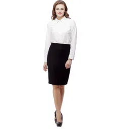 purple feather Women Solid Pencil Black Skirt-picture-10