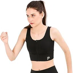 Black Sports Bra I High Impact Sports Bra I Front Zipper I Full Back Coverage I Bounce Control I Workout Zumba HIIT Gym Running I High Support for Heavy Bust I Crop Top Style-image-42