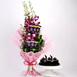 Purple Orchids Posy Truffle Cake-picture-36