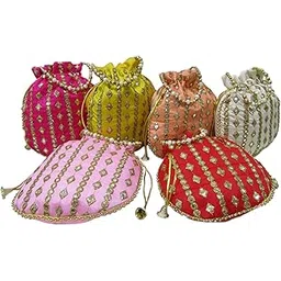 purple pink Ethnic Mirror Embroidery Potli Bags For Return Gifts For Women Bulk Menhadi, Haldi, Sangeet, Engagement, Pooja, Wedding Favor Bags-picture-12