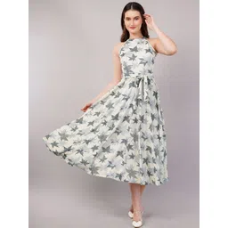 Purple State Women Floral Printed Fit And Flare Midi Dress-picture-23