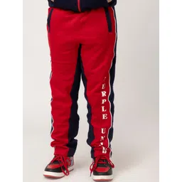 Purple United Kids Boys Coloblocked Fleece Mid-Rise Track Pants-picture-29