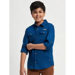 Purple United Kids Boys Cotton Twill Roll-Up Sleeves Casual Shirt-picture-30