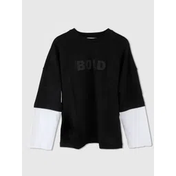 Purple United Kids Boys Typography Colourblocked Applique T-shirt-picture-28