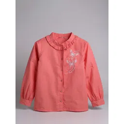 Purple United Kids Girls Embroidered Mandarin Collar Cotton Shirt Style Top-picture-58