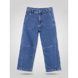 Purple United Kids Girls Flared Mid-Rise Low Distress Jeans-picture-10