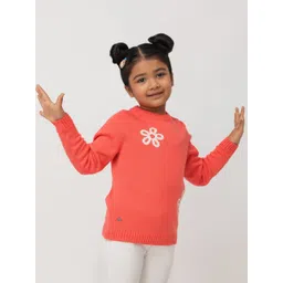 Purple United Kids Girls Floral Self Design Acrylic Pullover Sweater-picture-19