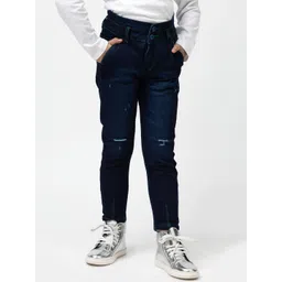 Purple United Kids Girls Mid Rise Low Distressed Light Fade Cotton Jeans-picture-17