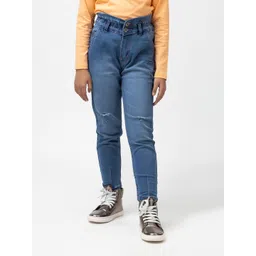 Purple United Kids Girls Mid-Rise Mildly Distressed Light Fade Cotton Jeans-picture-50