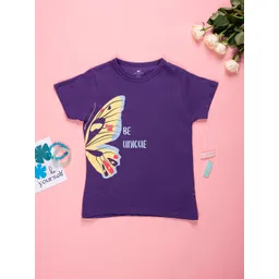 Purple United Kids Girls Placement Graphic Printed Round Neck T-shirt-picture-45