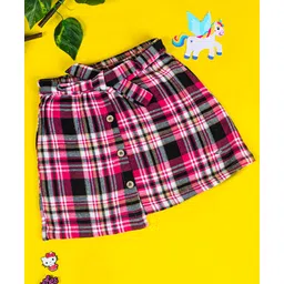 PURPLE UNITED KIDS Tweed Checked Skirt With Attached Belt - Pink & Black-picture-30