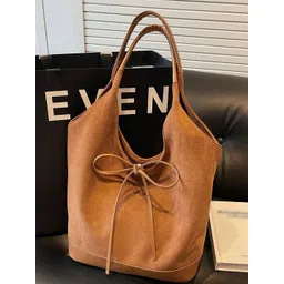 PURPLEHUNT Leather Oversized Structured Handheld Bag with Bow Detail-picture-23