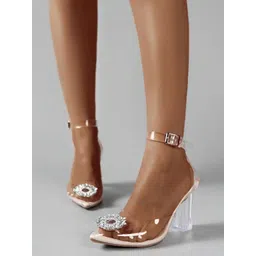 PURPLEHUNT Women Embellished PU Block Heels image 1