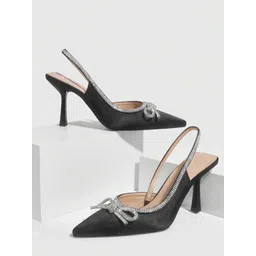 PURPLEHUNT Women Embellished Slim Heeled Pumps with Bows-picture-29