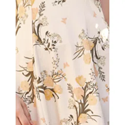 PURVAJA Beige Floral Print A Line Dress image 5