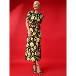 PURVAJA Black Print Half Sleeves Midi Dress-picture-20