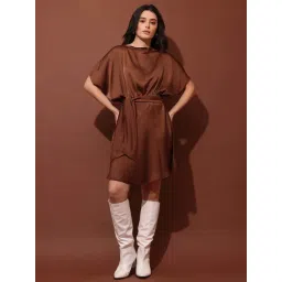 Purvaja Brown Satin Relaxed Fit Dress-picture-17