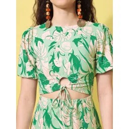 PURVAJA Green Print Half Sleeves Midi Dress image 5
