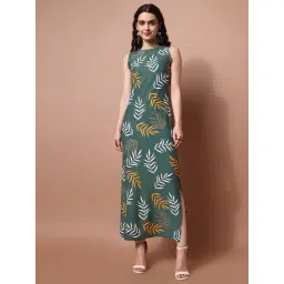 PURVAJA Green Print Sleeveless Maxi Dress-picture-10