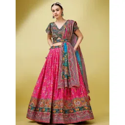 PURVAJA Multicolor Printed Semi Stitched Lehenga & Unstitched Blouse With Dupatta-picture-15