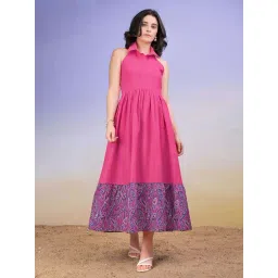 Purvaja Pink Regular Fit Printed Dress-picture-13