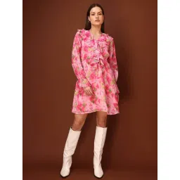 Purvaja Pink Slim Fit Floral Print Dress-picture-35
