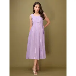 PURVAJA Purple Cotton Blend Lace Dress-picture-19