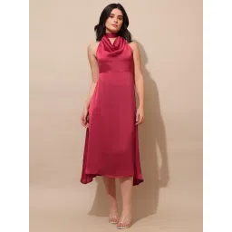 PURVAJA Red Satin Solid Dress-picture-12