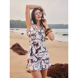 PURVAJA White Printed A Line Dress-picture-43