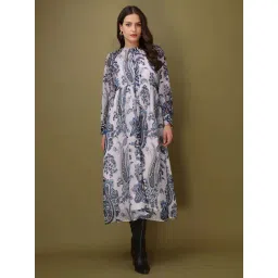 Purvaja White Regular Fit Printed Dress-picture-14