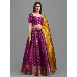 PURVAJA Wine Printed Stitched Lehenga & Unstitched Blouse With Dupatta-picture-39