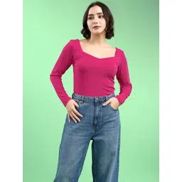 PURVAJA Women Fitted Regular Sleeves Sweetheart Neck Solid Top-picture-37