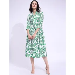 PURVAJA Women Floral Printed Gathered Fit and Flare Midi Dress-picture-18